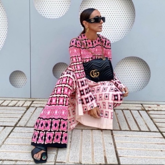 ZARA PINK GEOMETRIC PIRINT MAXI DRESS BLOGGER FAV - Picture 6 of 16